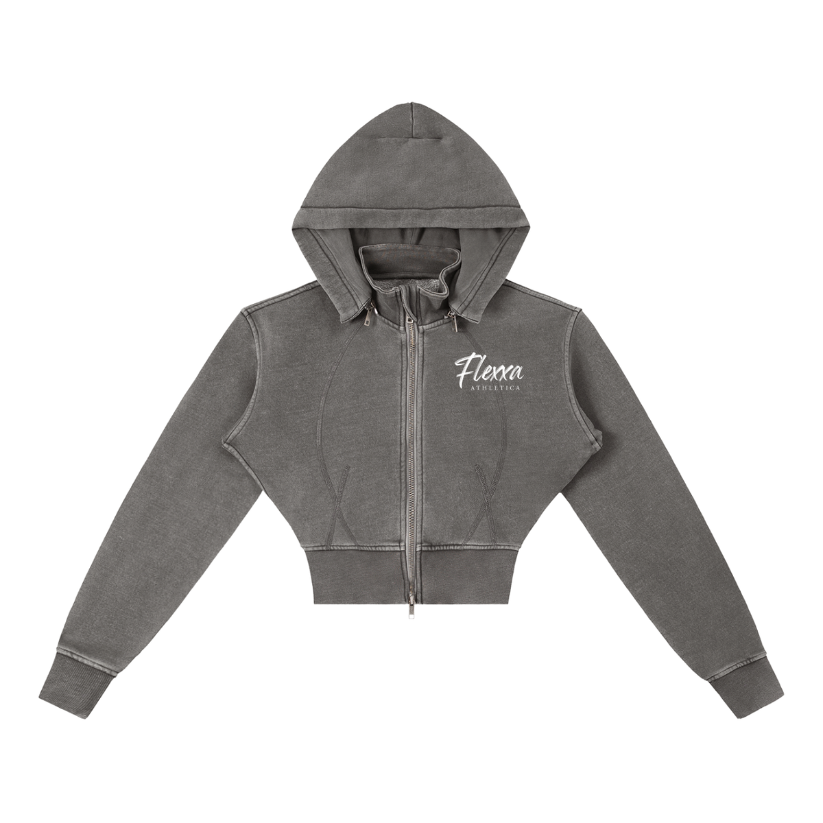 Vintage Washed Distressed Cropped Fleece Hoodie