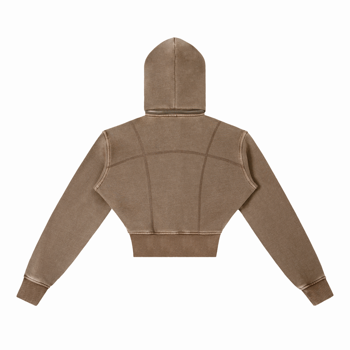 Vintage Washed Distressed Cropped Fleece Hoodie
