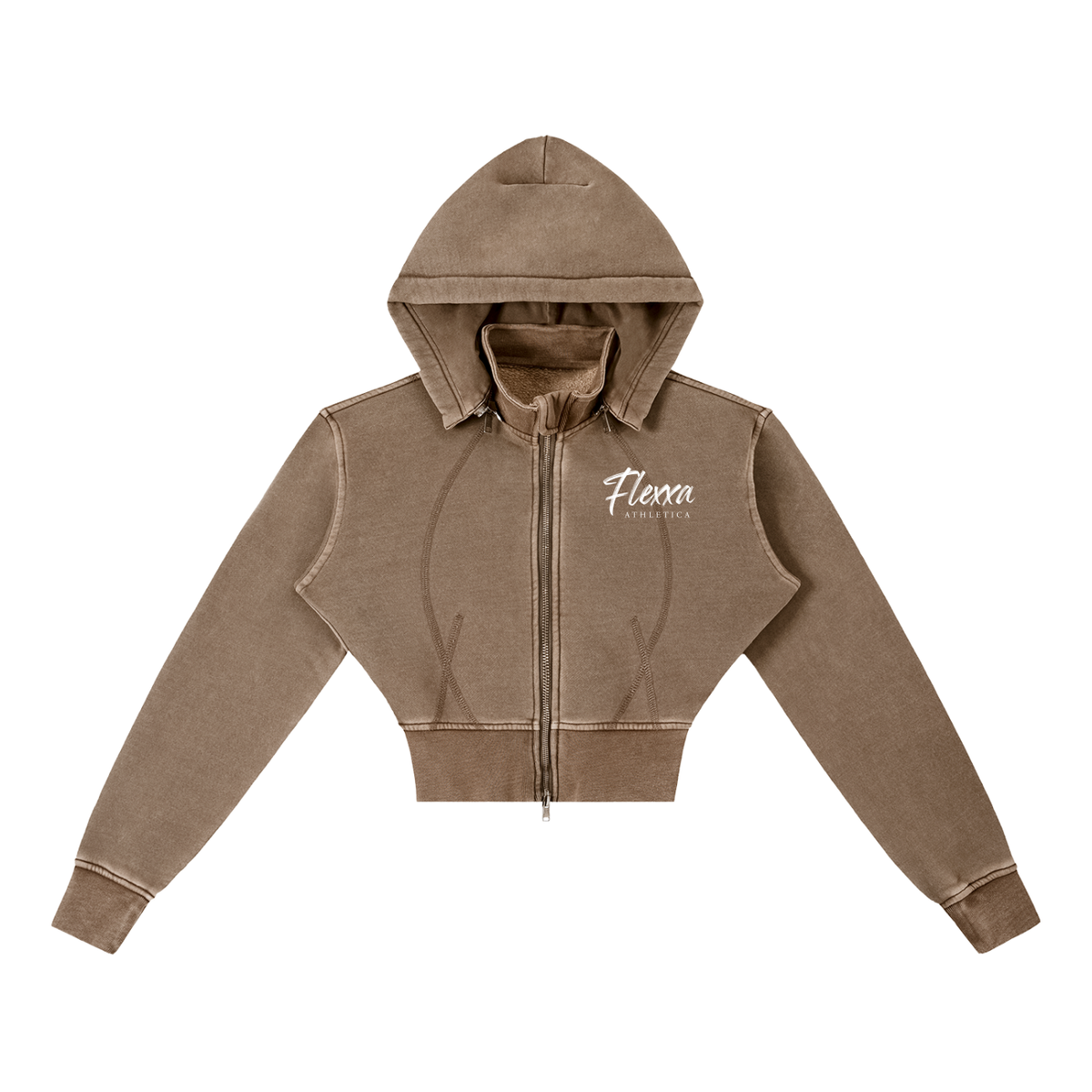 Vintage Washed Distressed Cropped Fleece Hoodie