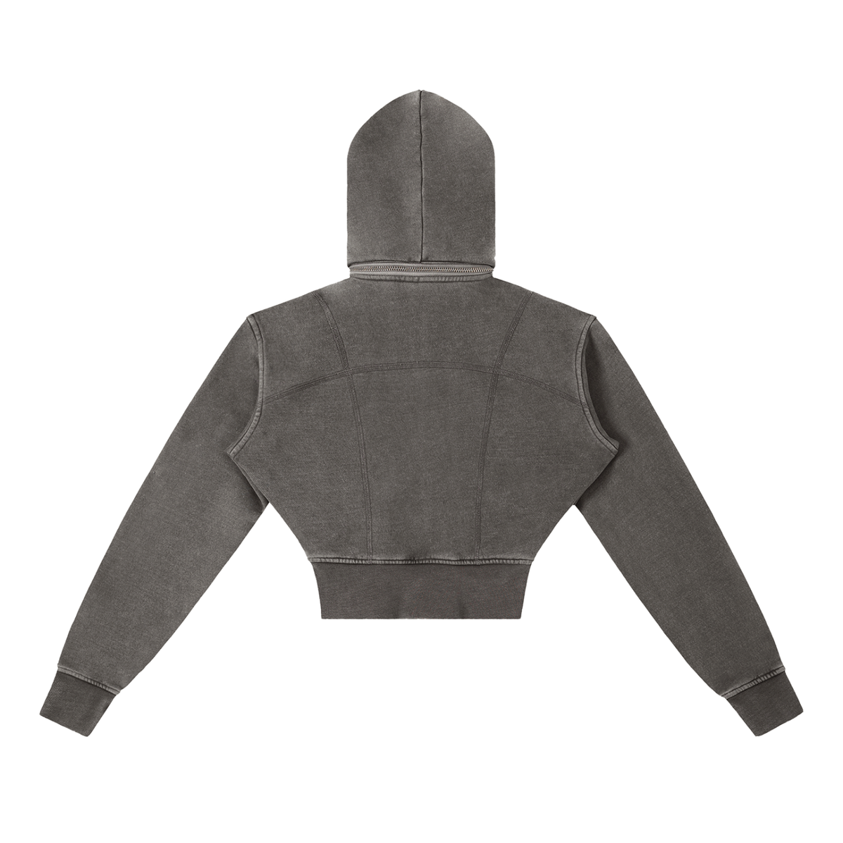 Vintage Washed Distressed Cropped Fleece Hoodie