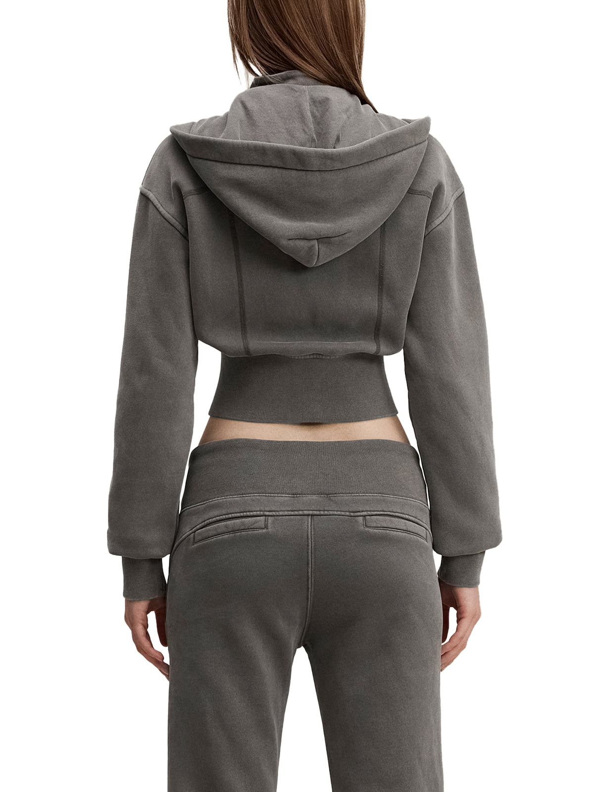 Vintage Washed Distressed Cropped Fleece Hoodie