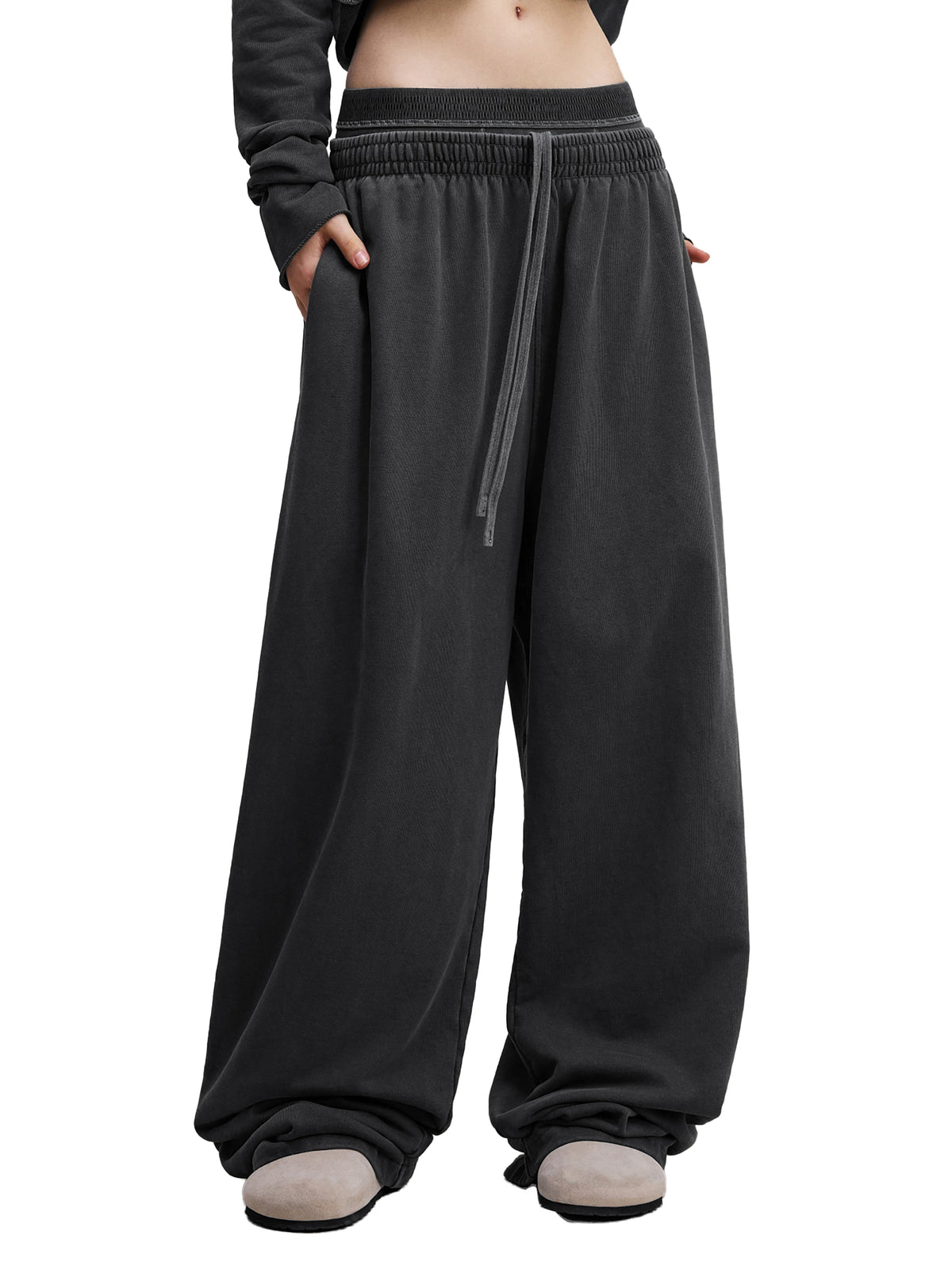 Vintage Washed Distressed Slouch Pants