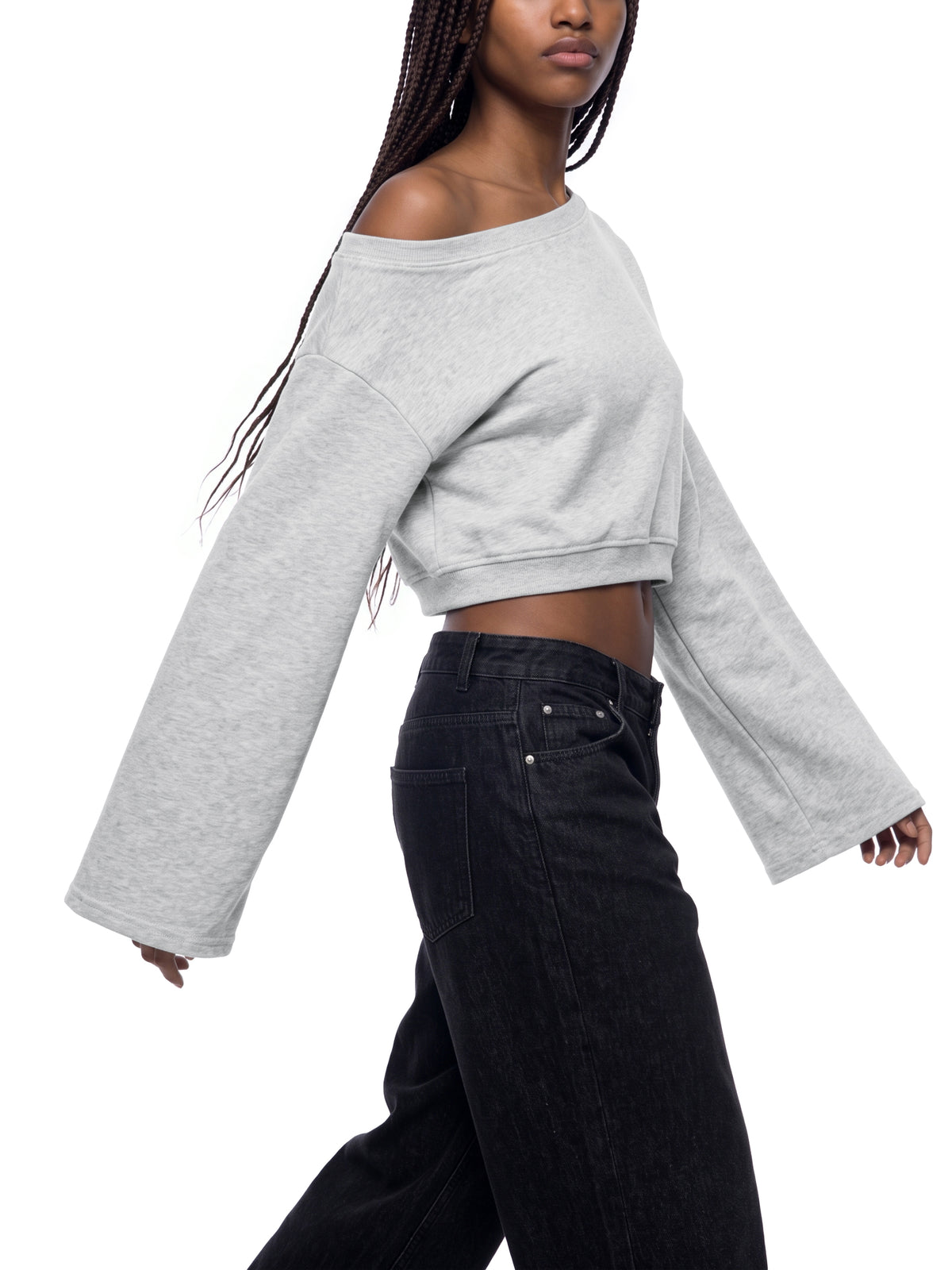 Women's Off the Shoulder Cropped Sweatshirt