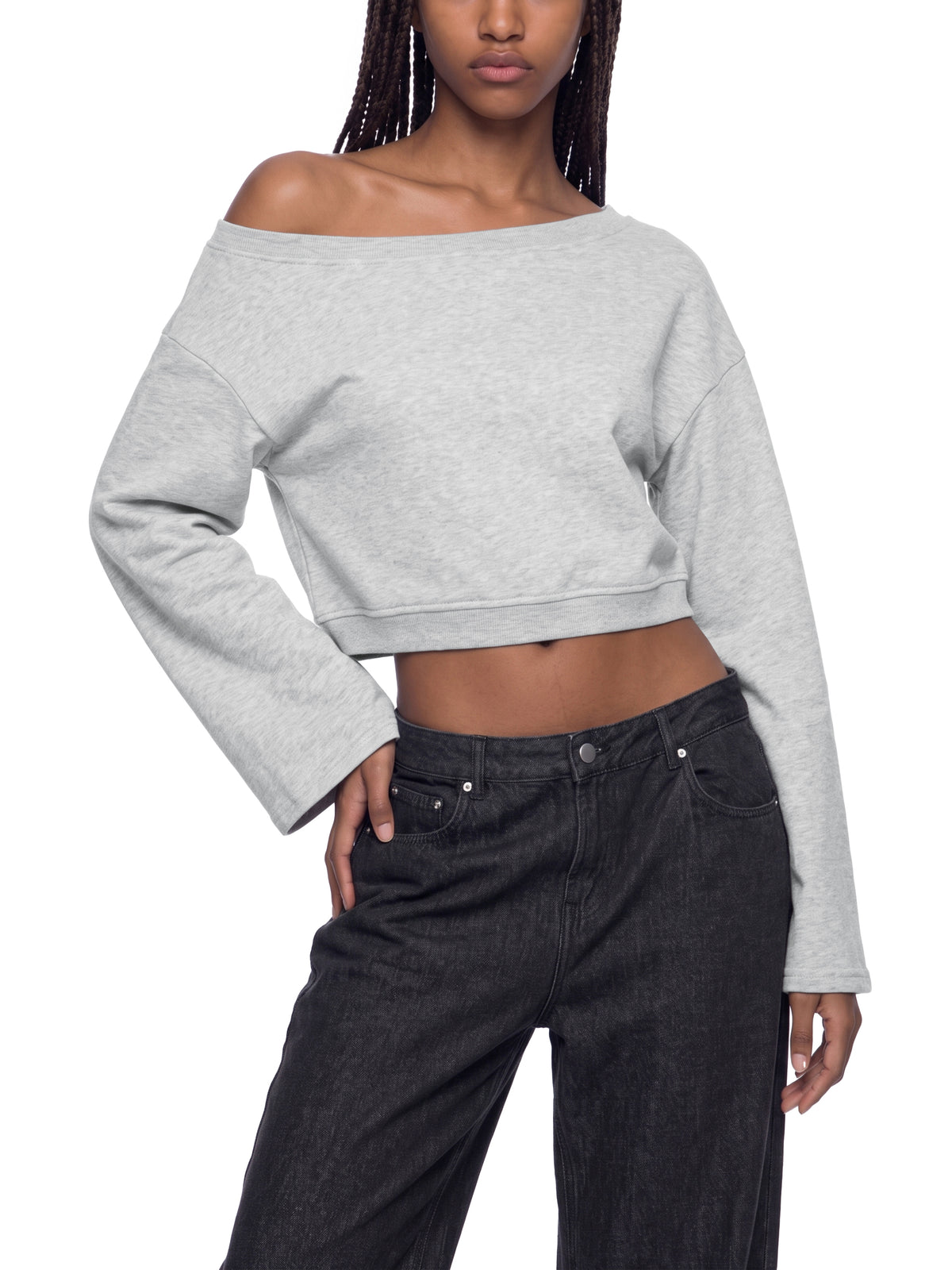 Women's Off the Shoulder Cropped Sweatshirt