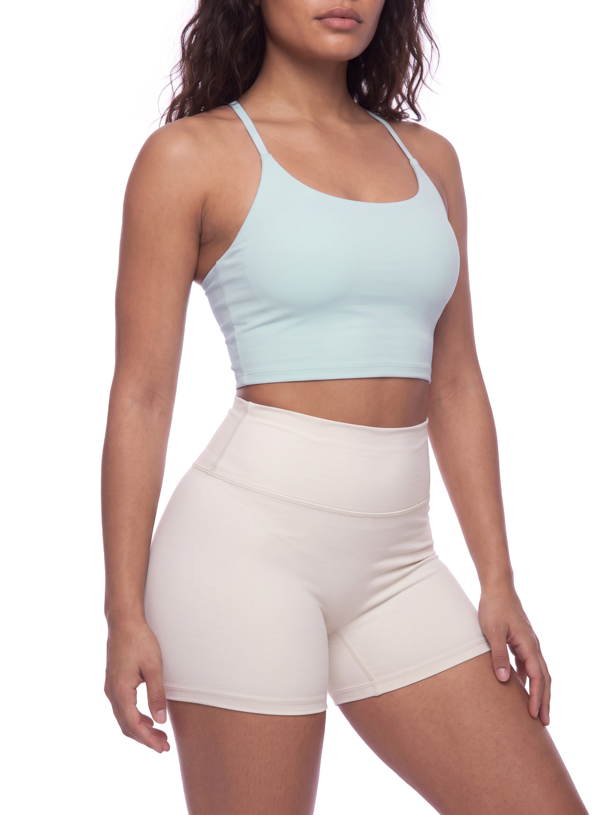 Color Block Ruched Cropped Tank Top