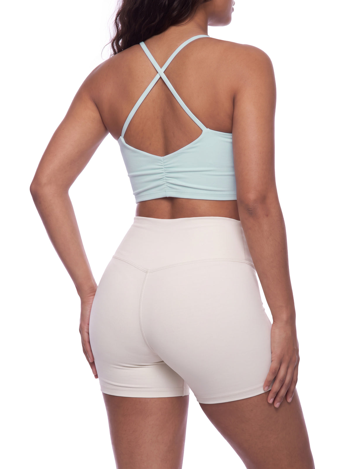 Color Block Ruched Cropped Tank Top