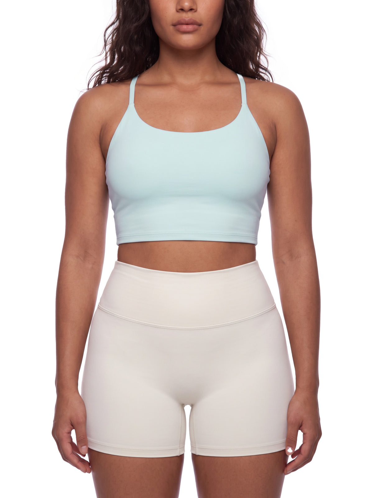 Color Block Ruched Cropped Tank Top