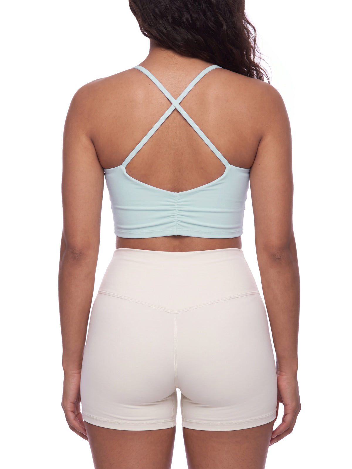 Color Block Ruched Cropped Tank Top